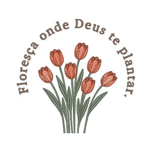 Jardim de Tulipas com Mensagem de Fé (Pontos Leves)