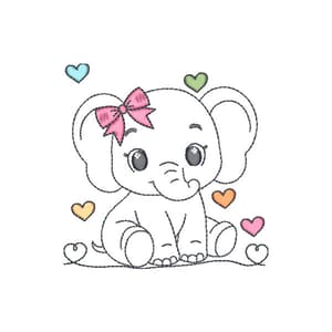 Safari Elefante com Corações (Em Contorno)