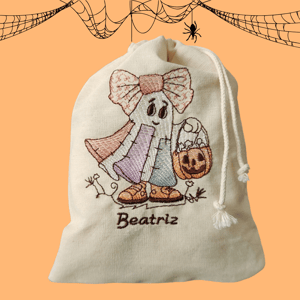 Halloween em Patchwork de Fantasma com Laço (Pontos Leves)