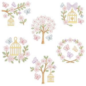  Árvores com Flores e Gaiolas