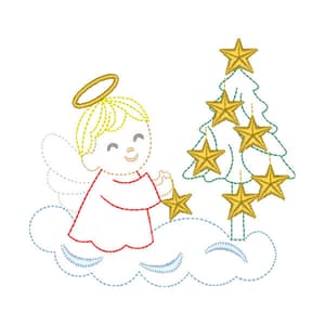 Anjo Árvore de Natal Contorno Colorido