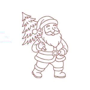 Papai Noel com Arvore de Natal (Redwork)