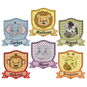  Animais do Safari na Moldura (Aplique)