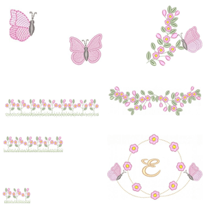  Arranjo Floral com Borboleta (Pontos Leves)