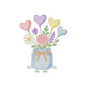 Pote Floral com Balões (Pontos Leves)