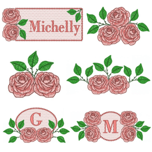  Galho de Rosas e molduras com inicial e nome