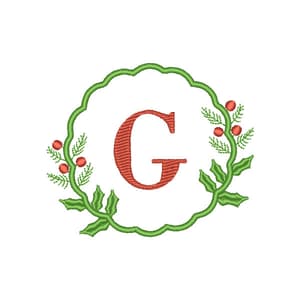 Letra G Natalina em Moldura
