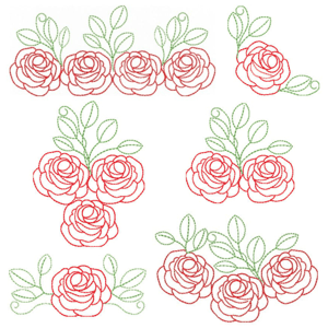  Galho de rosas em contorno