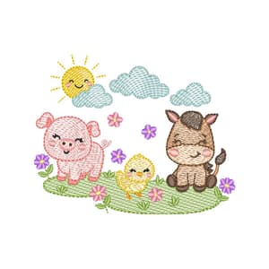 Cenário com Três Bichinhos (Pontos Leves)