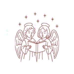 Anjos de Natal Cantando (Redwork)