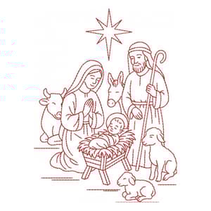 Presépio de Natal (Redwork)