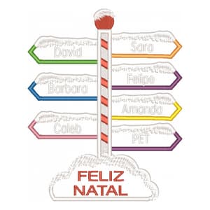 Placa de Natal com 7 Nomes (Aplique)