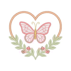 Moldura  de Coração e Borboleta