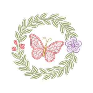 Moldura com Borboleta e Floral