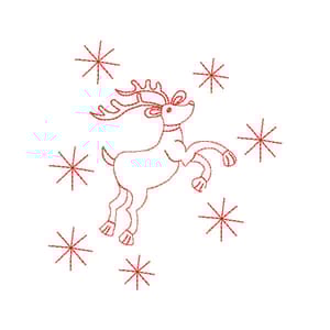 Rena Bola de Natal (Redwork)