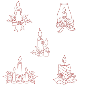  Velas de Natal (Redwork)