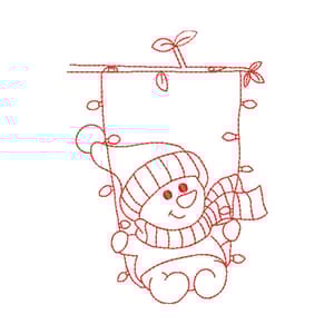 Boneco de Neve de Natal Balaçando  (Redwork)