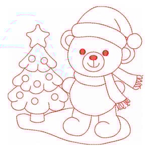 Ursinho de Natal (Redwork)