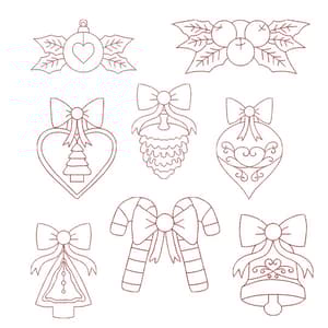  Enfeites Delicados de Natal (redwork)