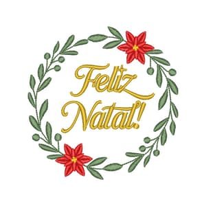 Guirlanda com Poinsétia Feliz Natal