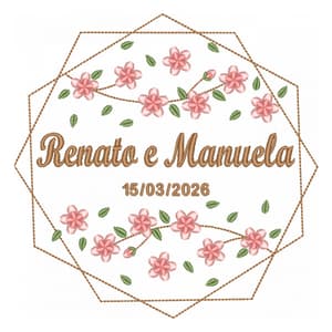 Moldura com Flores Nomes e Data