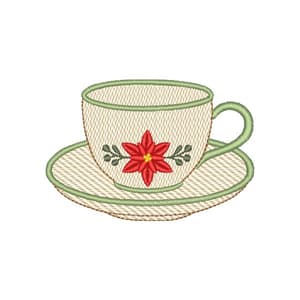 Xícara com  Poinsétia (Pontos Leves)