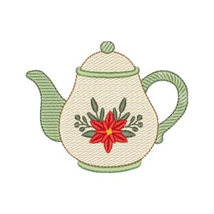 Bule com Poinsétia (Pontos Leves)