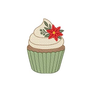Cupcake com  Poinsétia (Pontos Leves)