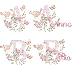  Alfabeto Floral com Passarinho (Pontos Leves)