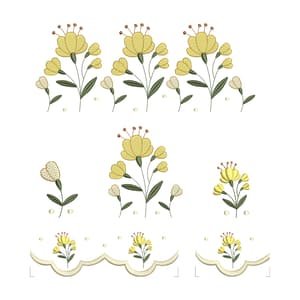  Floral Ranúnculo Amarelo (Pontos Leves)