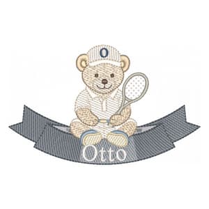 Ursinho Tenista na Faixa com Nome (Pontos Leves)