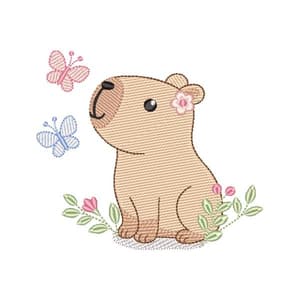 Capivara com Borboletas (Pontos Leves)