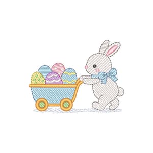 Coelhinho da Páscoa com Carrinho de Ovos (Pontos Leves)