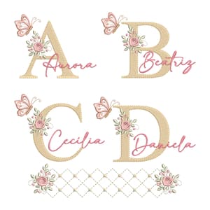  Monograma Floral e Fonte Adelia (Pontos Leves)