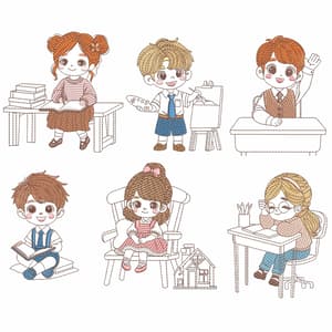  Meninos e Meninas Voltas as Aulas (Contorno)