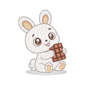 Coelhinho da Páscoa Comendo Chocolate (Pontos Leves)