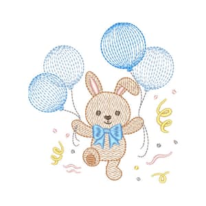 Coelho Segurando Balões (Pontos Leves)