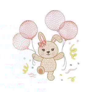 Coelha Segurando Balões (Pontos Leves)