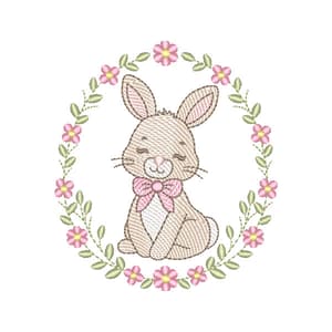 Coelhinho da Páscoa com Moldura Floral (Pontos Leves)