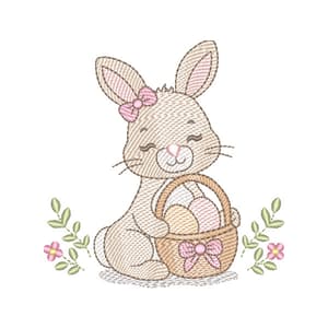 Coelhinha da Páscoa com Cesto de Ovos (Pontos Leves)