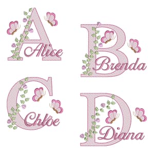  Alfabeto Monograma Floral e Borboletas (Pontos Leves)
