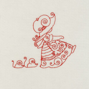 Matriz de bordado menina com ratinhos redwork