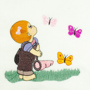 Matriz de bordado a menina e as borboletas  1