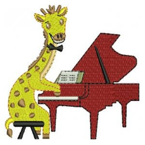 Matriz de bordado Girafinha Pianista 
