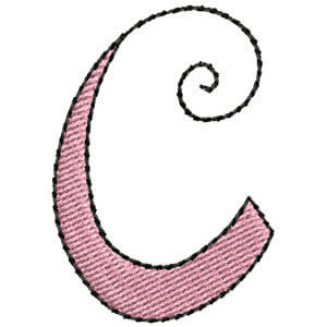 Matriz de bordado monograma estilizado infantil letra c