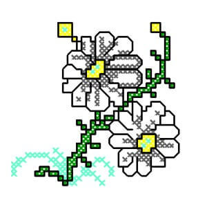 Matriz de bordado Flores 02 (ponto cruz)