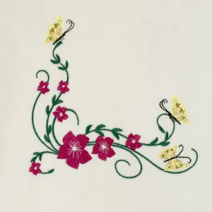 Matriz de bordado floral de canto