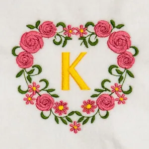 Matriz de bordado Monograma Floral K