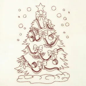 Matriz de bordado Árvore de Natal em Contorno