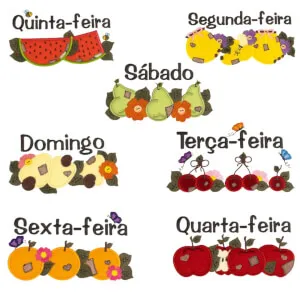 Pacote de Matrizes Semaninha com Frutas em Aplique